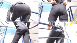 Pants suit OL Plump buttocks. Panty line (2)